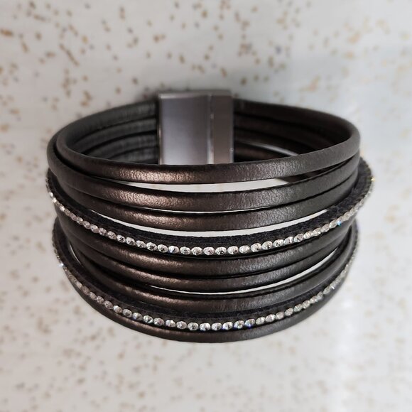 BFD-Multi Strand Bracelet with Rhinestones - Picture 2 of 6